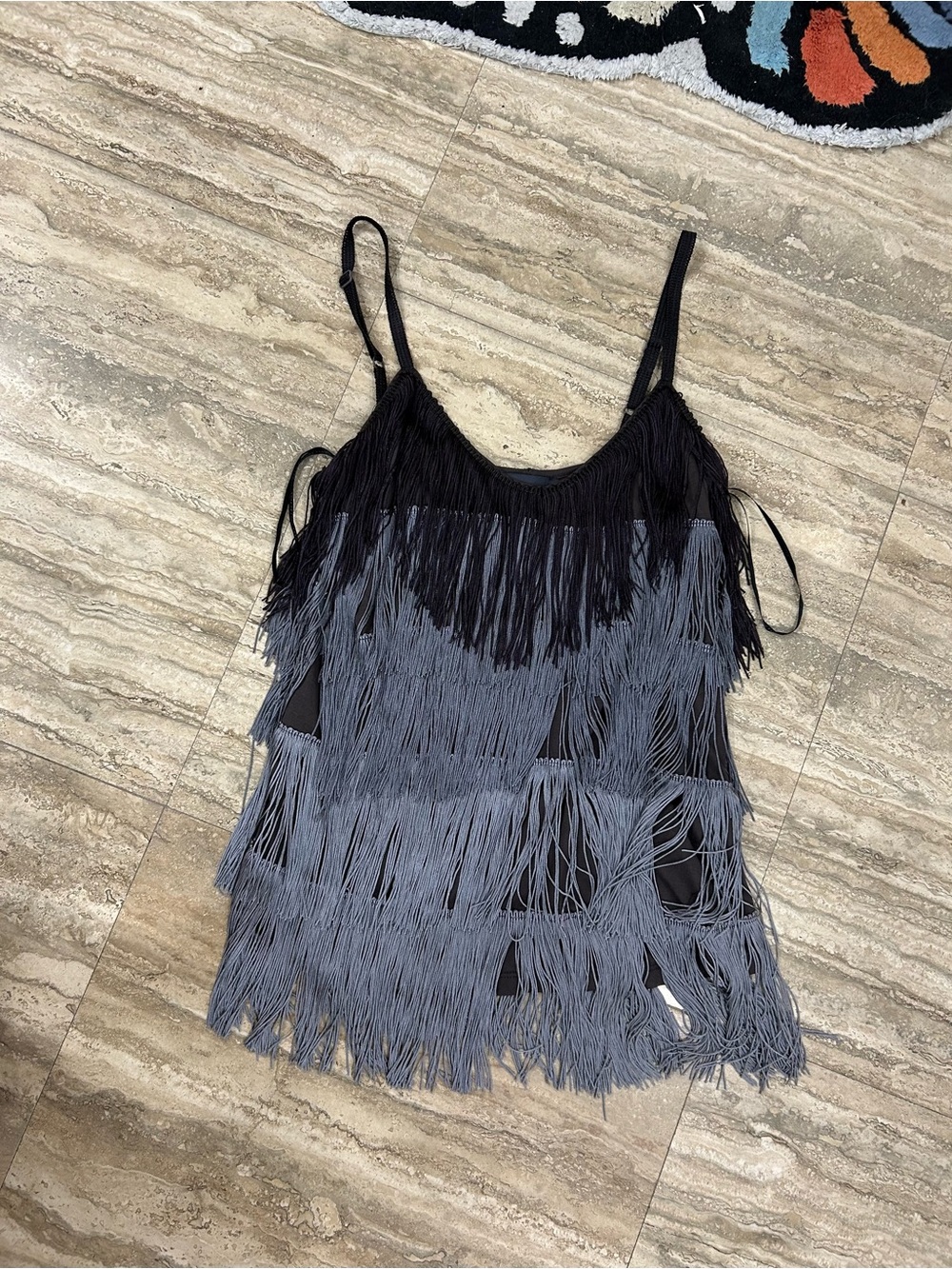 Zara Purple Gray Ombre Layered Fringe Camisole size medium